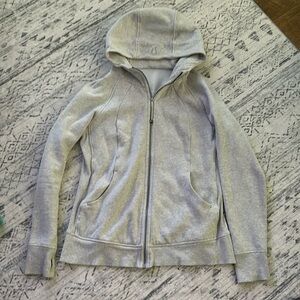 Lululemon Scuba Lught Grey Cotton Hoodie Fleece Zip Up 14